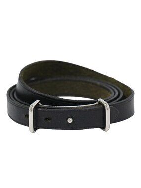 Hermes Hapi 3 Bracelet Bangle Leather Metal Black Silver Api